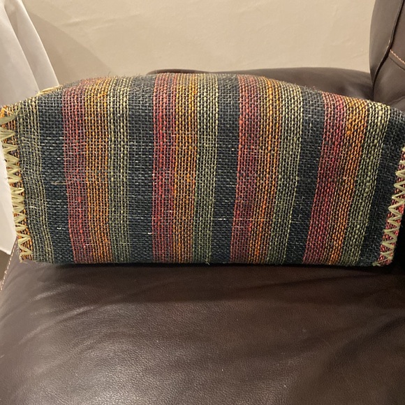 Large straw bag with leather straps navy Blue cloth lining size 22:22 - Picture 11 of 11